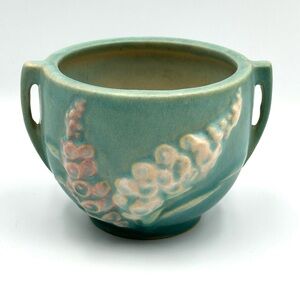 Roseville 1040’s Pottery Planter Bowl Blue Green Floral Vintage Art Ceramic